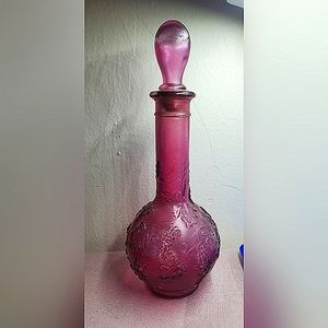 Skin So Soft Bottle by Avon, 1973 Bath Oil Decanter, Embossed Grape Vines EMPTY